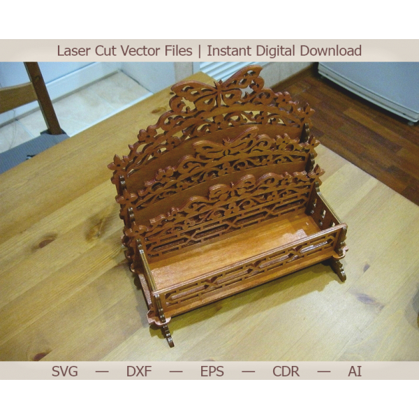 Ornate Desk Organizer Stand Vector File for Laser Cutting Ornate Desk Organizer Stand Vector File for Laser Cutting