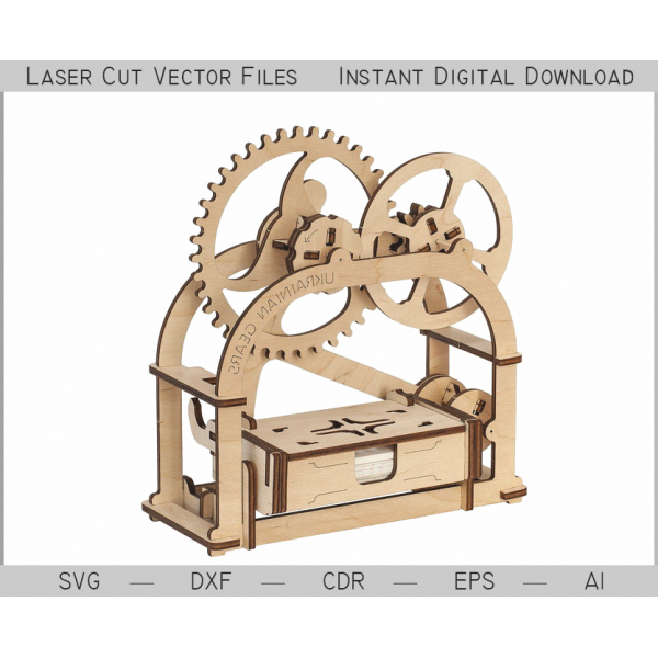 Mechanische Card Holder, Laser Cut Vector File Mechanische Card Holder, Laser Cut Vector File