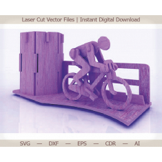 Cyklista 3D Laser Cut Vektor Šablona