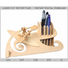 Bleistift-Schiffer - Boot Pencil Holder, Laser Cut Vector