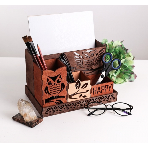 جغدها Desktop Organizer - برش لیزر بردار قالب جغدها Desktop Organizer - برش لیزر بردار قالب