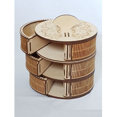 3. Kolo-Tier Otáčení Organizátor - Laser Cut Vektor Šablona