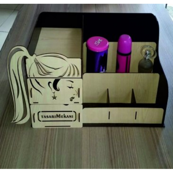 Laser Cut Desk Organizer Vector File - Ponytail Silhouette Laser Cut Desk Organizer Vector File - Ponytail Silhouette