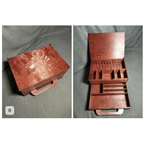 Vlákno Organizátor Šicí Box — Laser Cut Vektorové Souboru Vlákno Organizátor Šicí Box — Laser Cut Vektorové Souboru