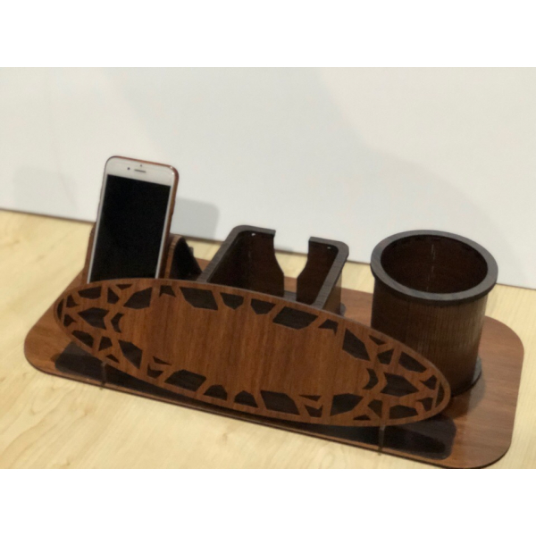 Schreibtisch Organizer-Laser Schneiden Vorlage - Telefon-Stand-und-Stift-Cup