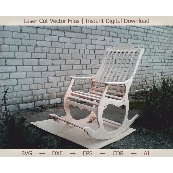 Laser Cut Houpací Křeslo Vektor Šablona - Instant Ke Stažení Laser Cut Houpací Křeslo Vektor Šablona - Instant Ke Stažení