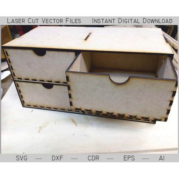 Laser Cut Box se Zásuvkami — Vektorové Řezání Soubor Laser Cut Box se Zásuvkami — Vektorové Řezání Soubor