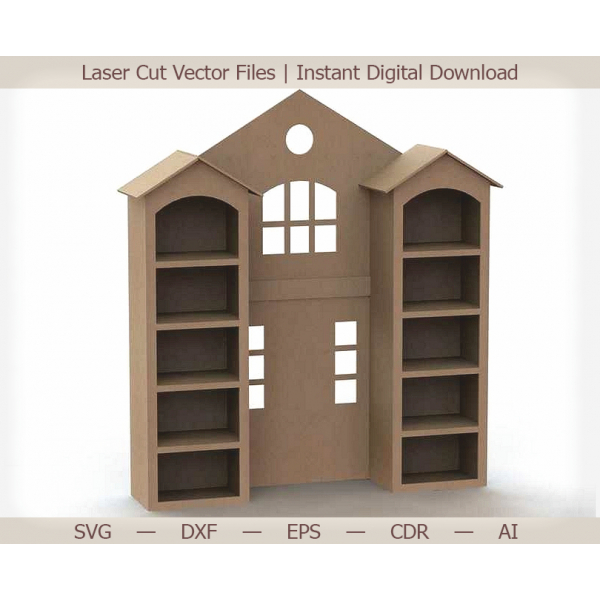Shelf House 5 Floors Laser Cut Vector Template Shelf House 5 Floors Laser Cut Vector Template