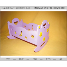 Balanço Da Boneca Berço De Corte A Laser Modelo De Vetor De