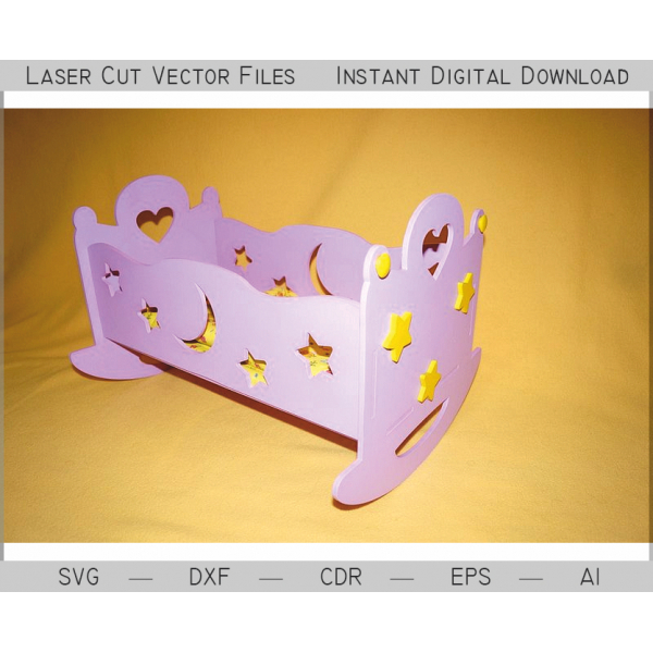Rocking Doll Cradle Laser Cut Vector Template Rocking Doll Cradle Laser Cut Vector Template