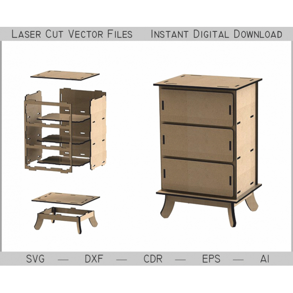 Laser Cut Vektor Kommode – Instant Digital Download