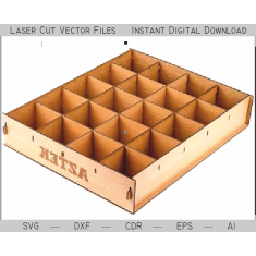 Ladici Organizator sa 25 Pregrade - Laser Rez Vektor Fajl