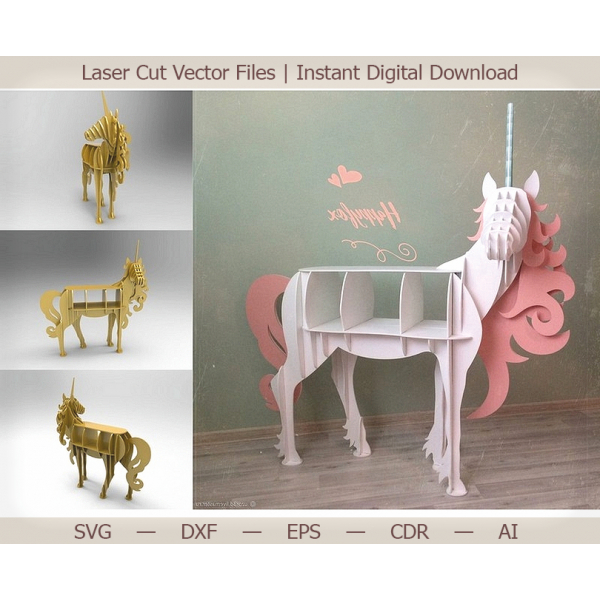 Unicorn Shelf Laser Cut Vector File for CNC and Laser Cutting Unicorn Shelf Laser Cut Vector File for CNC and Laser Cutting