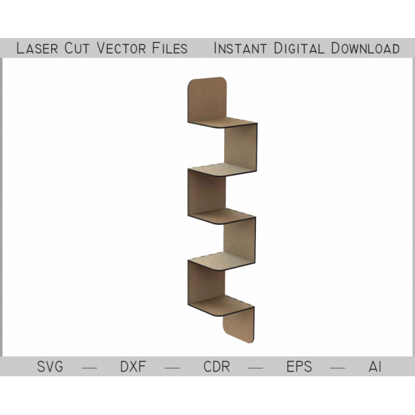 Corner Zigzag Shelf - Laser Cut Vector Template Corner Zigzag Shelf - Laser Cut Vector Template