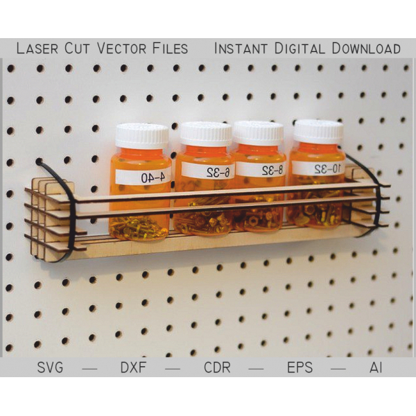Pegboard Spice Rack Taglio Laser File Vettoriale Pegboard Spice Rack Taglio Laser File Vettoriale