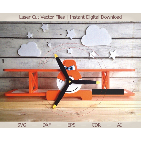 Letadlo Pluku – Dvojplošník Laser Cut Vektor Šablona Letadlo Pluku – Dvojplošník Laser Cut Vektor Šablona