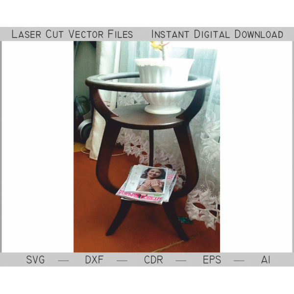 Round Flower Shelf Laser Cut Vector File — Two-Tier Plant Stand Template Round Flower Shelf Laser Cut Vector File — Two-Tier Plant Stand Template
