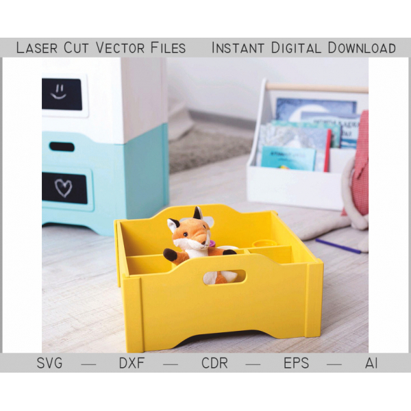 Spielzeug-Box — Organizer- Laser-Cut-Vektor-Vorlage (SVG, DXF, CDR, EPS, AI) Spielzeug-Box — Organizer- Laser-Cut-Vektor-Vorlage (SVG, DXF, CDR, EPS, AI)