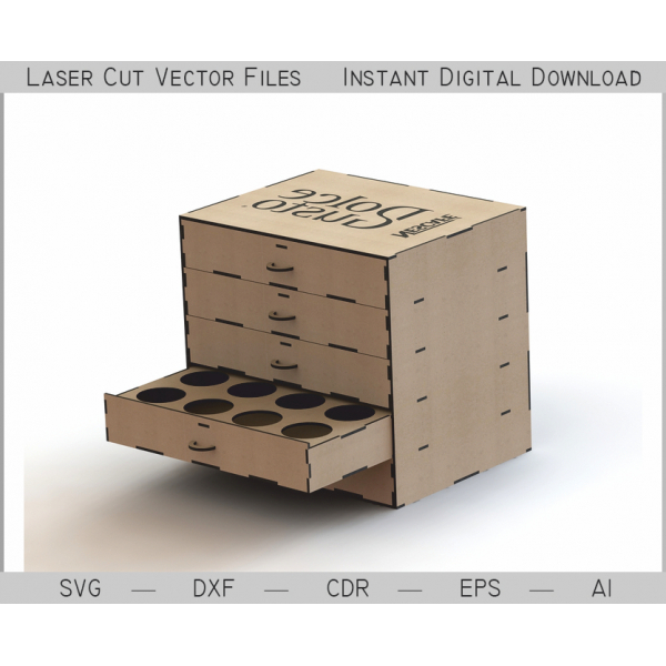 Skleněné Zásuvky Organizer – Laser Cut Vektorové Souboru