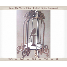 Appeso Birdcage Shelf — Taglio Laser Modello Vettoriale