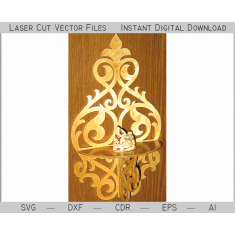 Brenglaður Scrollwork Vegg Hillu - Vektor Leysir Skera Sniðmát