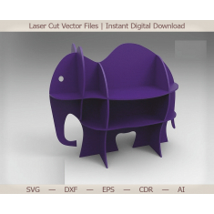Elefant Hylla - Laser Cut Vektor Fil
