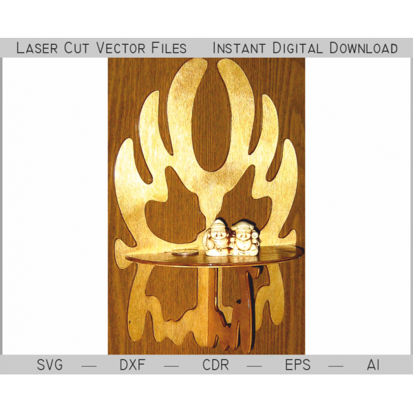 Flame Wall Shelf Laser Cut Vector File Flame Wall Shelf Laser Cut Vector File