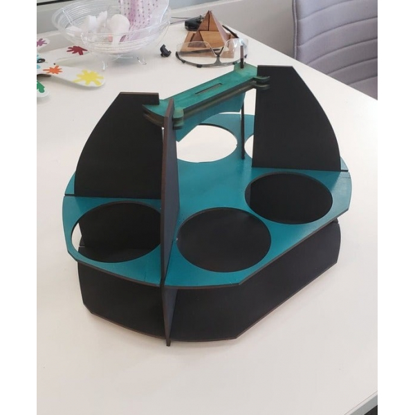 Kontrplak Organizatör için Kahve Caddy Lazer Kesim Şablonu Kontrplak Organizatör için Kahve Caddy Lazer Kesim Şablonu