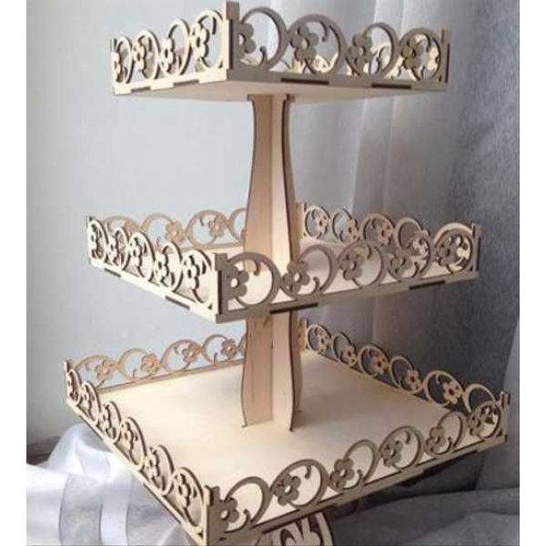 3-Nivel Decorativo Reposar La Torta De Corte Por Láser De Archivo 3-Nivel Decorativo Reposar La Torta De Corte Por Láser De Archivo