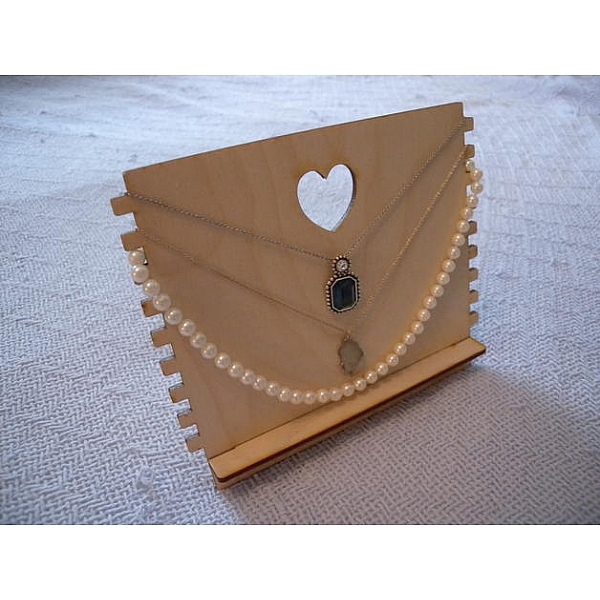 Necklace Stand Laser Cut Vector Template with Heart Cutout