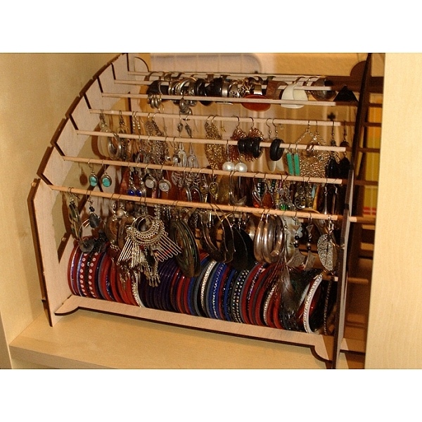 Laser-Schnitt Vektor-Vorlage für Schmuck Stehen Organizer Laser-Schnitt Vektor-Vorlage für Schmuck Stehen Organizer
