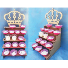 A Coroa Real Cupcake Stand - Corte A Laser Modelo De Vetor De