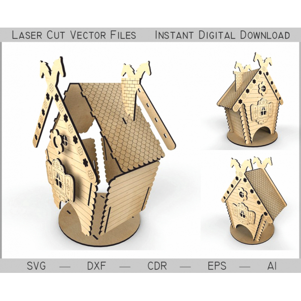 Čaj Dům Chata Laser Cut Vektor Šablona Čaj Dům Chata Laser Cut Vektor Šablona