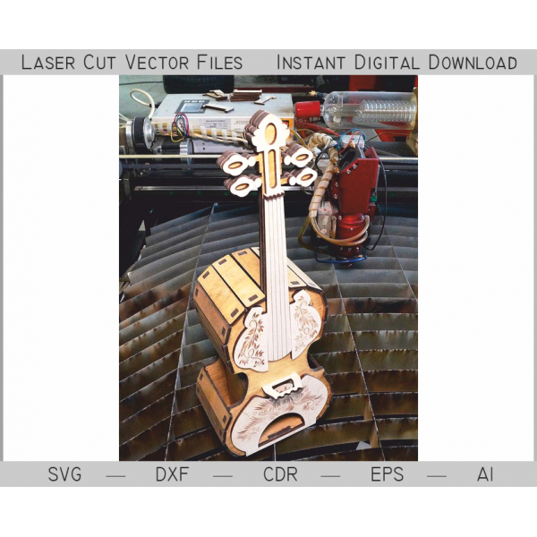 Violin Tee Box Laser Cut Vector Template Violin Tee Box Laser Cut Vector Template