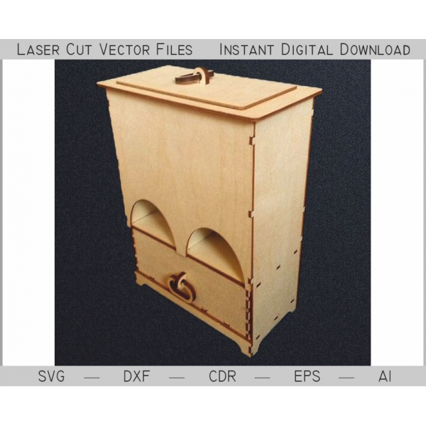 Te-Hus - Laser Cut Vektor-Fil til Te Taske Organizer Te-Hus - Laser Cut Vektor-Fil til Te Taske Organizer
