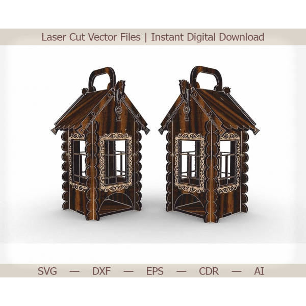 Tea House Lantern Laser Cut Vector File - SVG DXF EPS CDR AI Tea House Lantern Laser Cut Vector File - SVG DXF EPS CDR AI