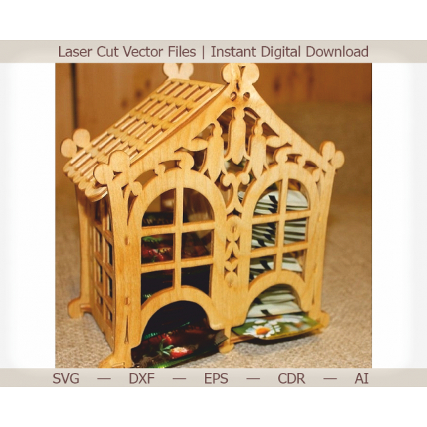 Te Hus Laser Cut SVG-Skabelon Te Hus Laser Cut SVG-Skabelon