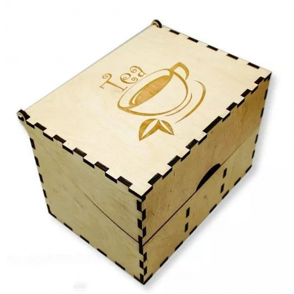 Taglio Laser Scatola da Tè Modello Vettoriale con Inciso il Design di Coppa del Taglio Laser Scatola da Tè Modello Vettoriale con Inciso il Design di Coppa del