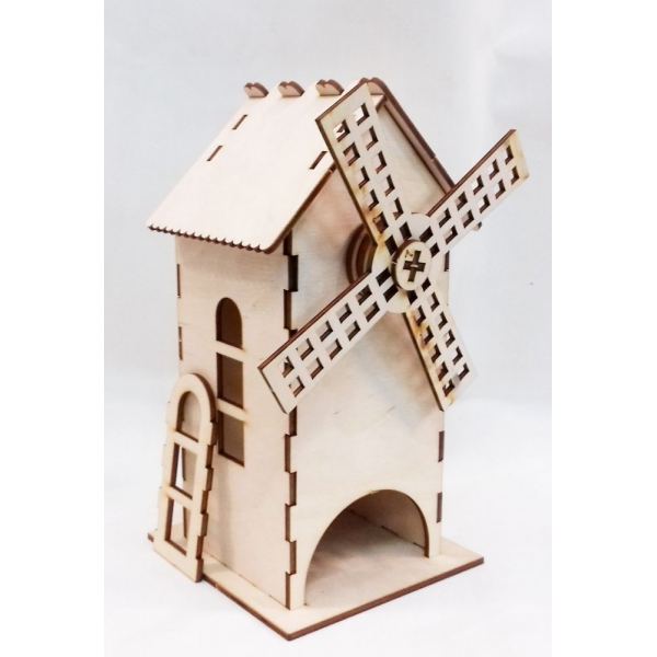 Il mulino e la Casa di Taglio Laser File Vettoriale Modello per Modello di Mulino a vento Il mulino e la Casa di Taglio Laser File Vettoriale Modello per Modello di Mulino a vento