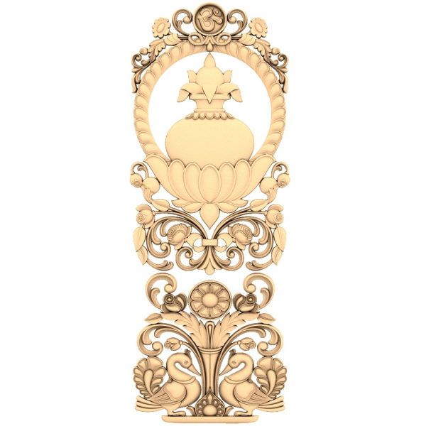 Serene Lotus and Swans Relief 3D STL Model