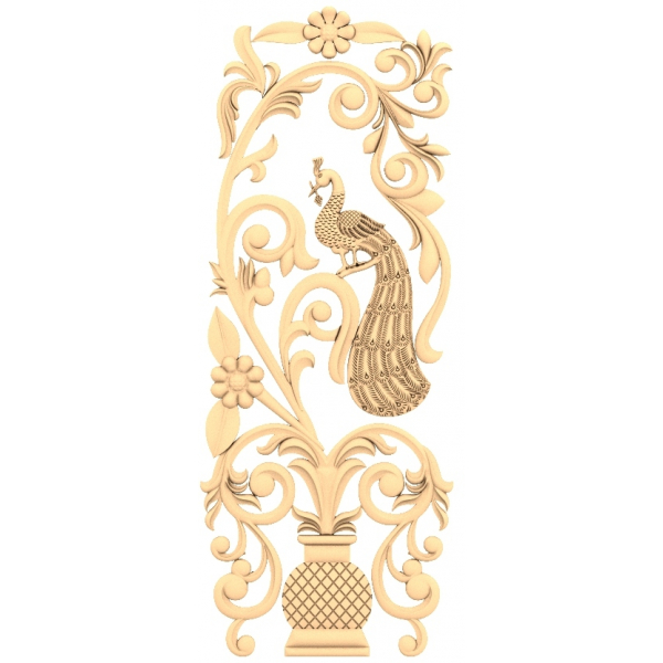 Majestic Peacock cvjetni panel 3D STL model Majestic Peacock cvjetni panel 3D STL model