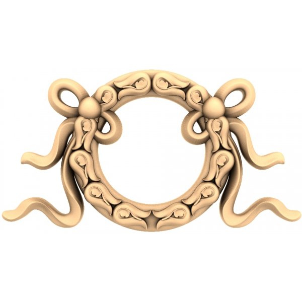 Floral Ribbon Wreath 3D STL Model for CNC Routers