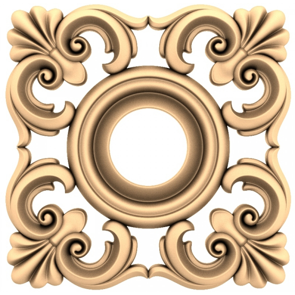 Baroque Flourish Rosette 3D STL ماڈل برائے CNC