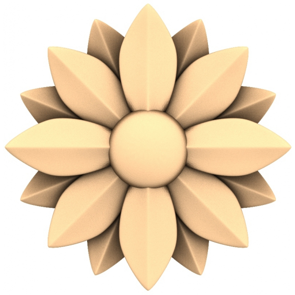 CNC용 Sunburst Floral Rosette 3D STL 모델