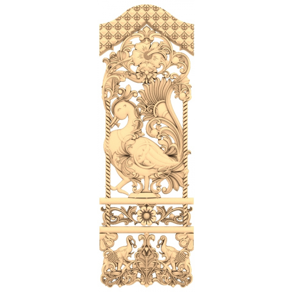 Udsmykket Swan Panel 3D STL Model til CNC Router Udsmykket Swan Panel 3D STL Model til CNC Router