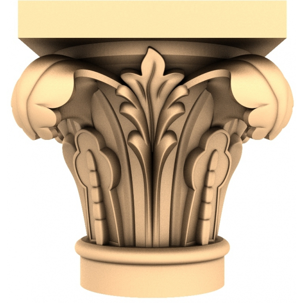 Modelo 3D STL de capitel de acanto ornamentado para CNC