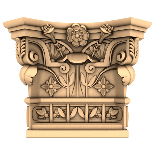 Modelo Floral Elegance Capital 3D STL para CNC