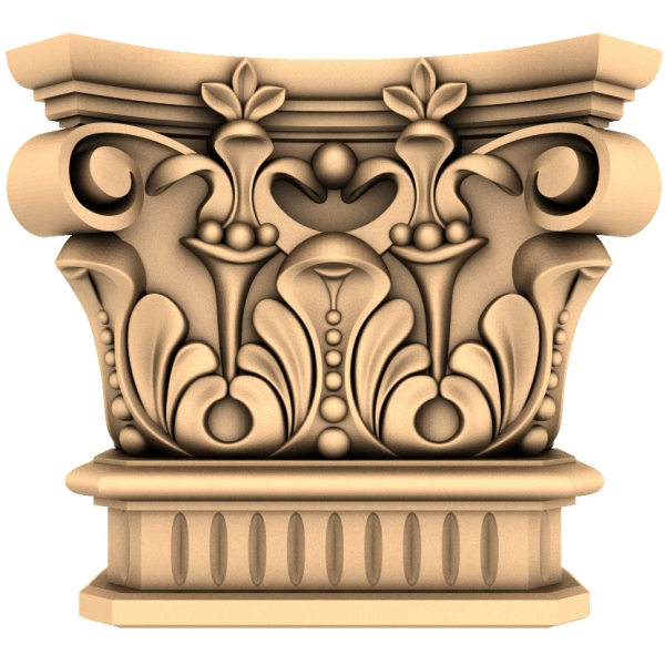 Elegante modelo 3D STL de capitel coríntio para CNC