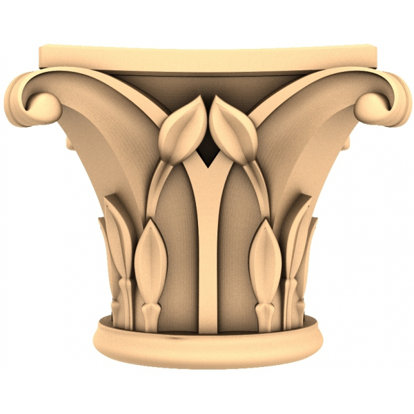 Modelo STL 3D de capitel coríntio para CNC