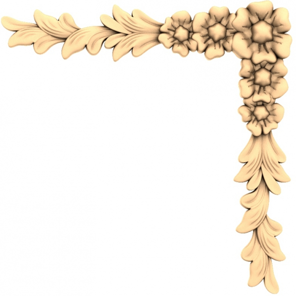 Floral Elegance Corner Piece - 3D STL Model for CNC